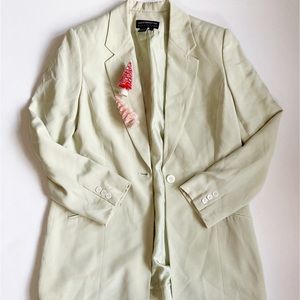 Vintage Silk Blazer // Light Green // size 14